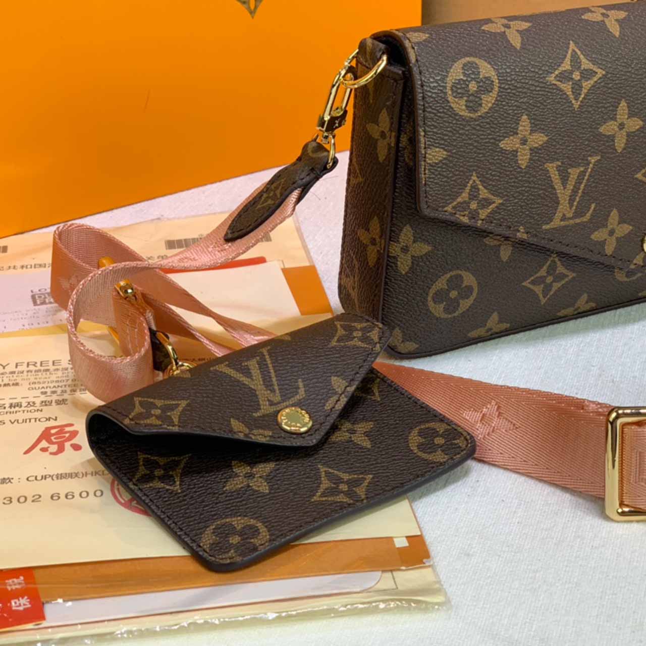 Buy LV FÉLICIE STRAP & GO M80091 GREEN/PINK @ $129.00